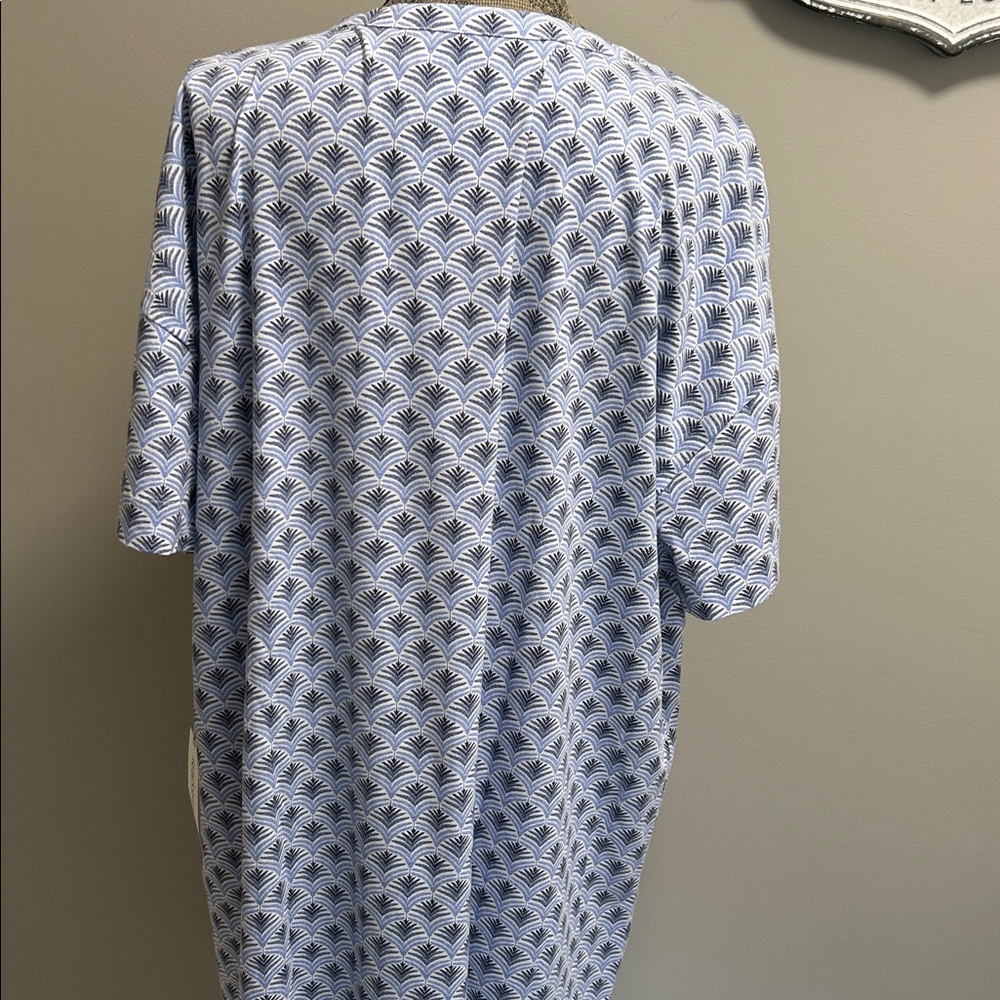 Haven Well Within Sz XL  95% Organic Cotton Blue/White Short Sleeve Sleep Dress - Picture 4 of 7